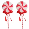 Frosted Red Peppermint Lollipop Tree Decoration - Set of 2 Hot