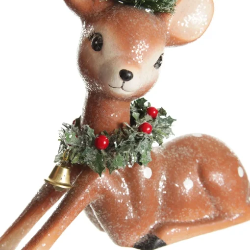 Frosted Retro Bambi Christmas Ornaments with Trees - Set of 2 Discount