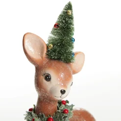 Frosted Retro Bambi Christmas Ornaments with Trees - Set of 2 Discount