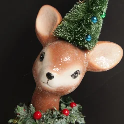 Frosted Retro Bambi Christmas Ornaments with Trees - Set of 2 Discount