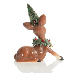 Frosted Retro Bambi Christmas Ornaments with Trees - Set of 2 Discount