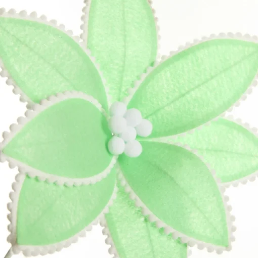 Fun Mint Green Flower Stem with White Pom Pom Trim Clearance
