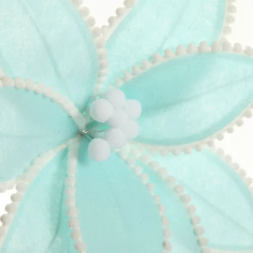 Fun Pale Blue Flower Stem with White Pom Pom Trim Best Sale