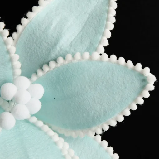 Fun Pale Blue Flower Stem with White Pom Pom Trim Best Sale