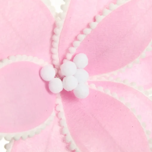 Fun Pale Pink Flower Stem with White Pom Pom Trim Fashion