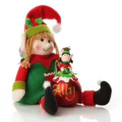 Girl Elf Shelf Sitter and Personalised Bauble Pack Cheap