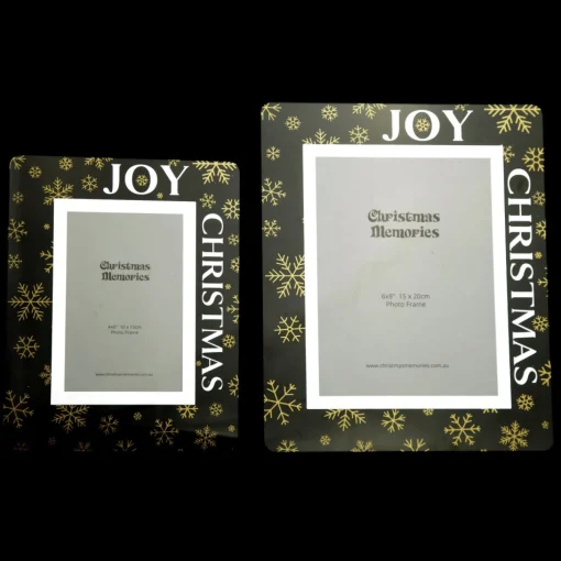 Glass Christmas Frame - Gold Snowflakes Joy Flash Sale