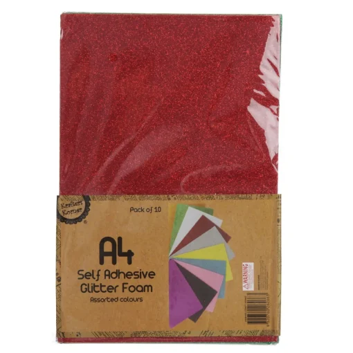 Glitter Foam Self Adhesive Mixed Colours A4 Sheets - Pack of 10 New
