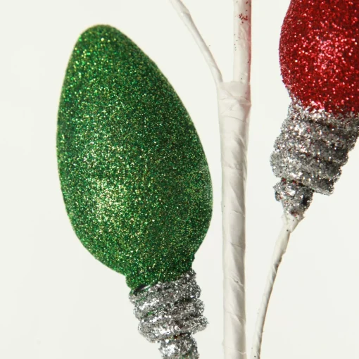 Glitter Light Bulb Christmas Tree Pick Cheap