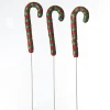 Glittered Green and Red Candy Cane Pick - Pack of 3 Store