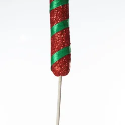 Glittered Green and Red Candy Cane Pick - Pack of 3 Store