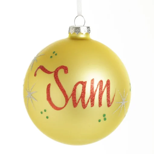 Gold Glass Personalised Christmas Bauble Online