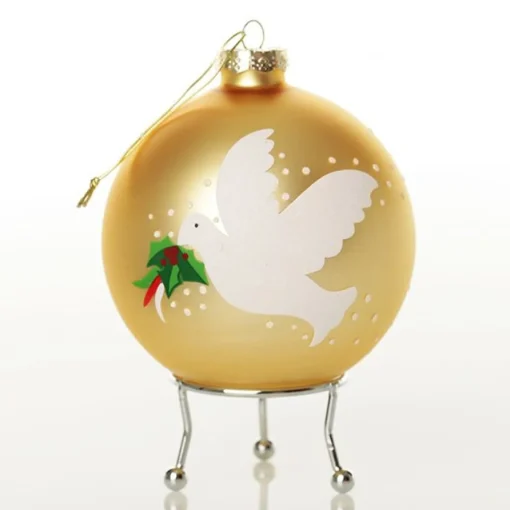 Gold Peace Doves Christmas Bauble Discount