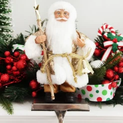 Gold Sequin Santa Ornament New