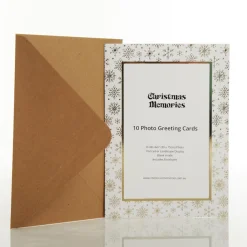 Gold Snowflakes Christmas Photo Greeting Card 10 Pack Flash Sale