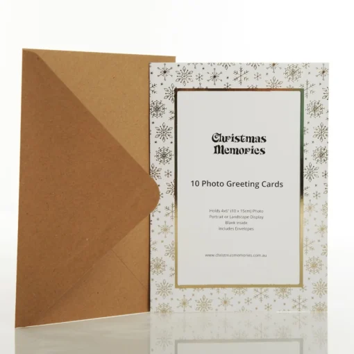 Gold Snowflakes Christmas Photo Greeting Card 10 Pack Flash Sale