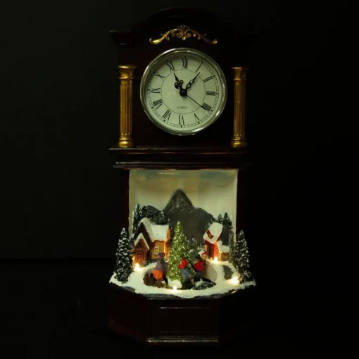 Grandfather Clock Lightup Ornament with Ice Skaters Best Sale