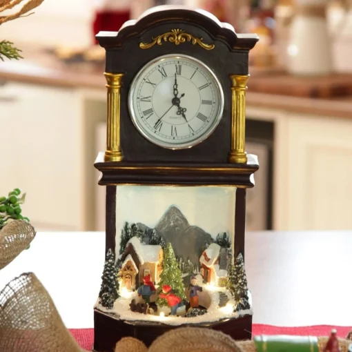 Grandfather Clock Lightup Ornament with Ice Skaters Best Sale