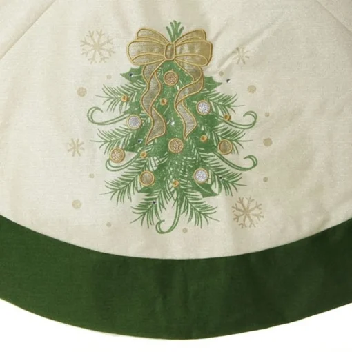 Green and Gold Mistletoe Christmas Tree Skirt Online