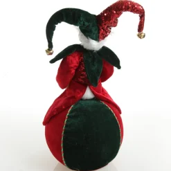 Green and Red Elf on Bauble Christmas Ornament New