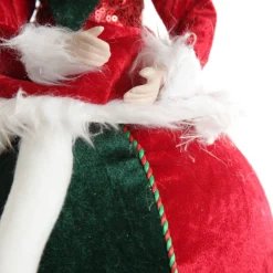 Green and Red Elf on Bauble Christmas Ornament New
