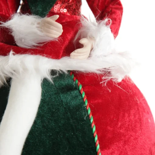 Green and Red Elf on Bauble Christmas Ornament New