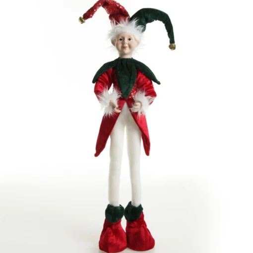 Green and Red Elf Standing Christmas Ornament Outlet