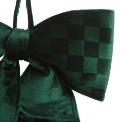 Green Checked Padded Velour Bow Best Sale