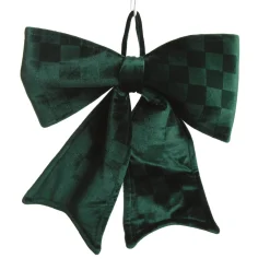 Green Checked Padded Velour Bow Best Sale