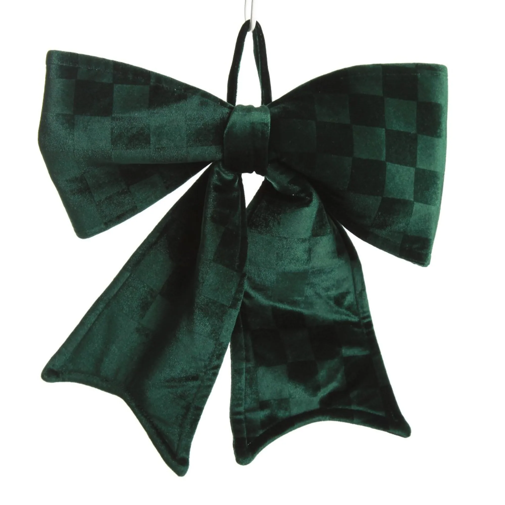 Green Checked Padded Velour Bow Best Sale