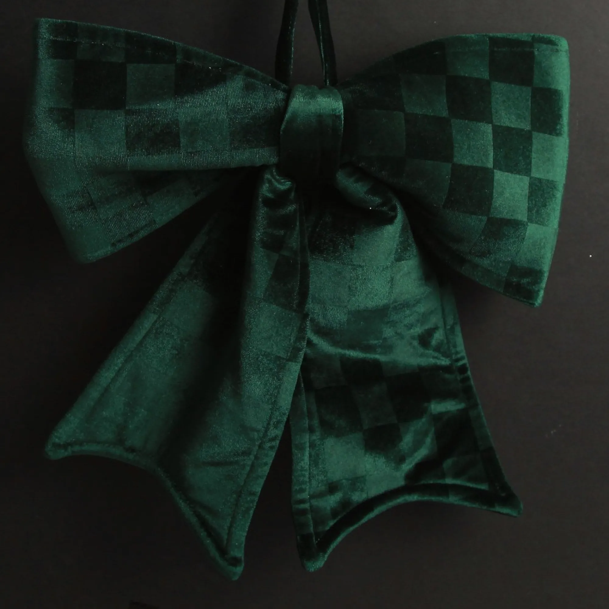 Green Checked Padded Velour Bow Best Sale