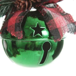 Green Christmas Bell Door Hanger with Red Buffalo Check Bow Store