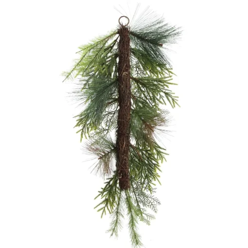 Green Mixed Leaf Christmas Teardrop Swag Cheap