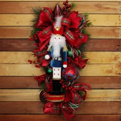 Green Mixed Leaf Christmas Teardrop Swag Cheap