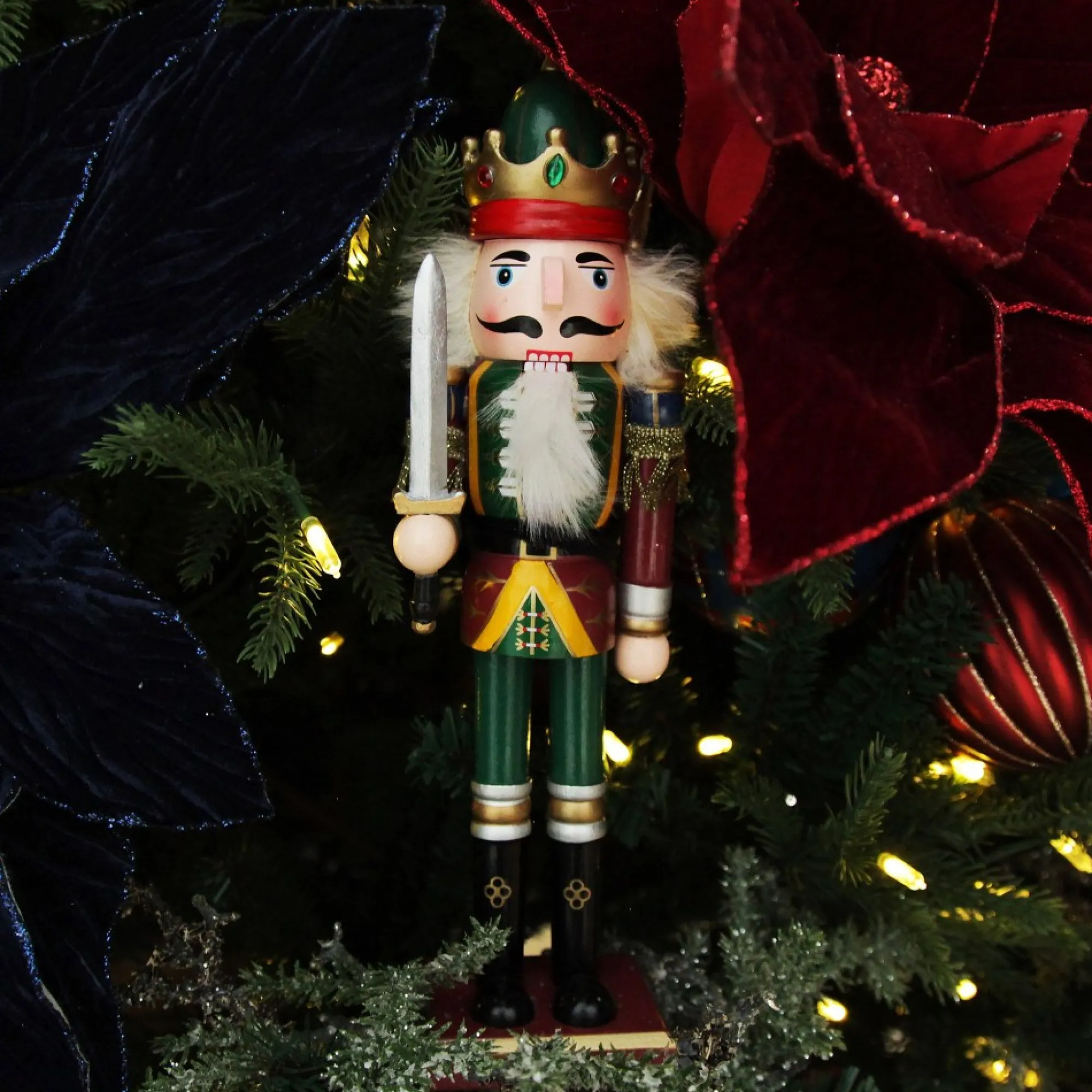 Green Nutcracker with Sword Christmas Ornament - Large Discount