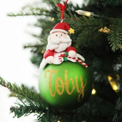 Green Santa Christmas Character Bauble Cheap