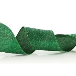 Green Sparkle Glitter Ribbon Wired Edge - 6.3cm Hot