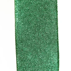 Green Sparkle Glitter Ribbon Wired Edge - 6.3cm Hot