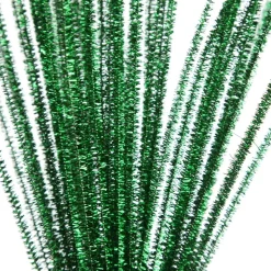 Green Tinsel Chenille Stem Pipe Cleaners - Pack of 45 Sale