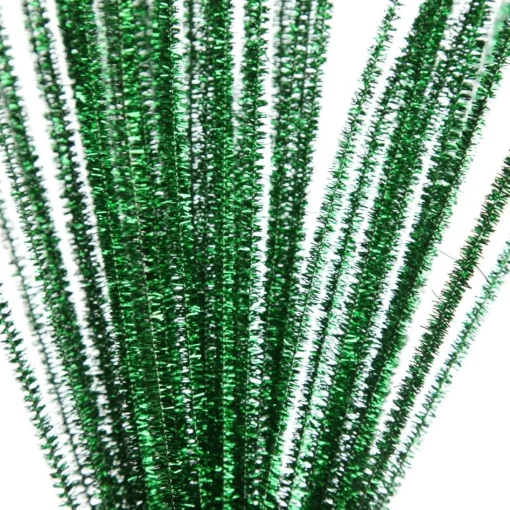 Green Tinsel Chenille Stem Pipe Cleaners - Pack of 45 Sale