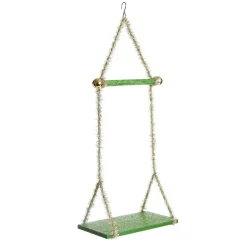 Green Tinsel Christmas Swing Ornament - Double Seat Outlet