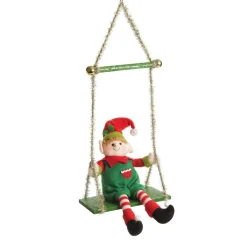 Green Tinsel Christmas Swing Ornament - Double Seat Outlet