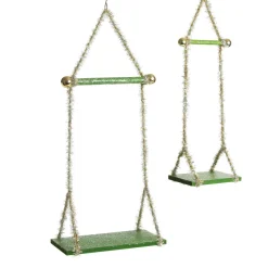 Green Tinsel Christmas Swing Ornament - Double Seat Outlet