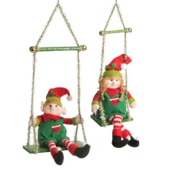 Green Tinsel Christmas Swing Ornament - Double Seat Outlet
