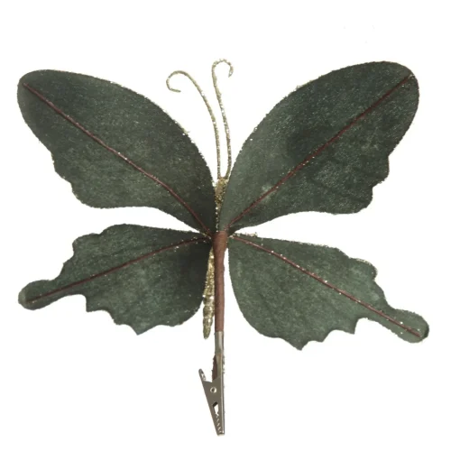 Green Velour and Glitter Butterfly Clip Discount