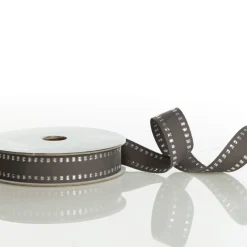 Grey & Silver Grossgrain Square Edge Wired Ribbon - 2.2cm Store