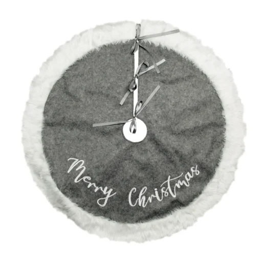 Grey and White Fur Christmas Tree Skirt Best