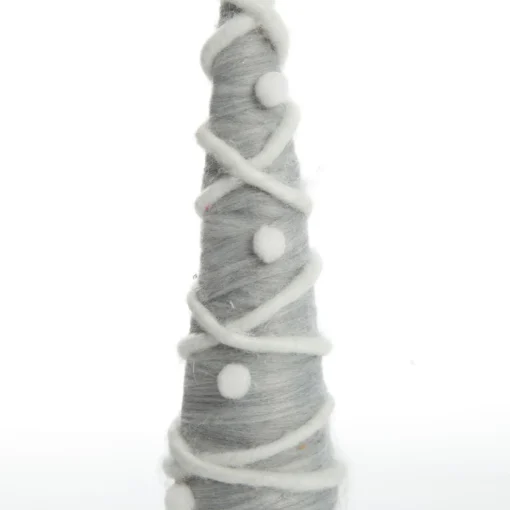 Grey and White Woolen Christmas Tree with Red Star New