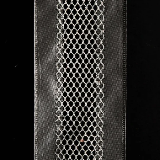 Gunmetal Grey Mesh with Satin Edge Wired Christmas Ribbon New