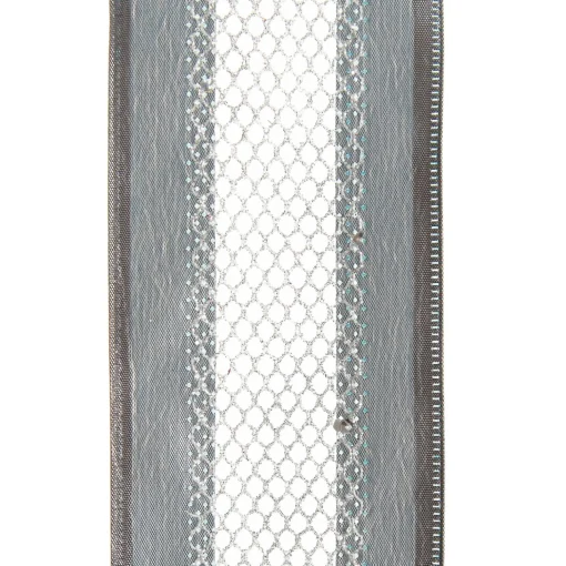 Gunmetal Grey Mesh with Satin Edge Wired Christmas Ribbon New